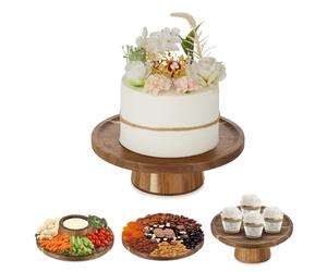 Nuptio Base Tartas Soporte Expositor: 24.3cm Madera Tarta Bandejas Bandeja Cupcakes Redonda Porta Pasteles Stand Baby Shower Decorativas Frutero Tartera Peana Cake Portatartas Cale Boda