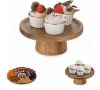 Nuptio Base Tartas Soporte Madera: 19.3cm Bandeja Tarta Bandejas Expositor Cupcakes Redonda Porta Pasteles Stand Baby Shower Decorativas Frutero Tartera Peana Pasabahce Cake Portatartas Cale Boda