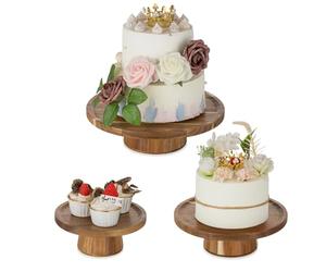 Nuptio Base Tartas Soporte Stand: Juego de 3 Madera Tarta Bandejas Expositor Cupcakes Redonda Porta Pasteles Bandeja Baby Shower Decorativas Frutero Tartera Peana Cake Portatartas Cale Boda