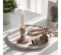 NUPTIO Candelabros de Madera Titular de La Vela: 2 Pieza Madera Marrón Rústico Candelabros para Velas Cónicas De La Vendimia Pequeña Granja Candelabro Cónico para La Decoración