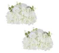 Nuptio Centros de Mesa con Flores Artificiales: 2 Piezas 30cm Diametro Flores Blancas Falsas Rosas Bolas de Seda Falso Arreglo de Rosas para la Boda Fiesta Centro de Mesa Decoraciones