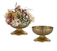 NUPTIO Florero Oro Envejecido Boda: Jarrones de Metal para Cumpleaños Centro de Mesa - Macetas Artificiales para Decoración de Interior Al Aire Libre Lote de 2