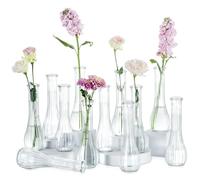 NUPTIO Floreros de Cristal para Flores de Boda: 12 Piezas 21,7cm Alto Florero Pequeño para de Centro de Mesa - Florero Decorativo Estriado para Fiesta Inauguración Casa Decoración