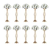 Nuptio Juego de portavelas de Metal versátil con arreglo Floral para Bodas, Fiestas, cenas, Eventos, restaurantes, hoteles, decoración (Dorado, 10 x M)