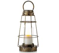 Nuptio Linterna Decorativa Candelabros Pilar Huracán Colgantes Grandes para Exhibición Mesa, Linterna de Vela Angustiada Vintage con Vidrio para Decoración del Hogar Centro Mesa Fiesta Bodas