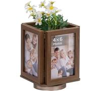 Nuptio Marcos de Fotos Giratorio Madera: 10x15 Portafotos Porta Foto Multiples Regalo para San Valentin Aniversario Boda Navidad Vintage Doble Portaretratos Picture Frame Cuadros Molduras para Mesa
