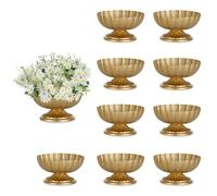 NUPTIO Pequeños Jarrones Metal Dorado: Centro de Mesa Florero para Decoración Fiesta Boda - Macetas Exhibición Jardineras para Mesa Habitación Interior Juego de 10