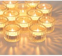 NUPTIO Portacandelitas de Cristal 12 Piezas - Portacandelitas Acanalado Votivo a Granel Elegante para Salón Candelabro Cena Mesa Fiestas Cumpleaños Centro de Mesa