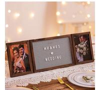 Nuptio Regalos Personalizados Marco de Fotos: Regalo Personalizado para Pareja Esposa Madre Novia - Marcos de Fotos Marrón Dobles 5x7 con Cartel de Fieltro para Boda San Valentín Cumpleaños Día Madre