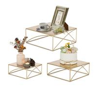 Nuptio Tarta Soporte Cake Pie: Lote de 3 Boda Oro Expositor Stand Pedestal Cupcakes Decoracion Metal Escuadras Metalicas Estructura Baby Shower Navidad
