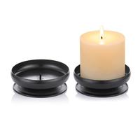 Nuptio Unids de 2 Candelabros Pilar de Hierro Negro Candelabro de Punta de 9cm De Diámetro. Ideal para Jardines de Velas de Cera o LED, SPA y Aromaterapia, Conos de Incienso, Bodas, Fiestas, SPA