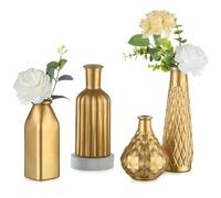 NUPTIO Vasos Jarrones Pequeñas Doradas: Juegos de 4 Jarron para Flores Mesa Decoracion Boda Centros Decorativos Vintage Cristal Decoración Hogar Habitacion Salon