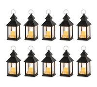 NUPTIO Vela Linternas Decoraciones Halloween: 10pcs Negro Parpadeo Led Velas Candelita Mini Linterna Colgante con Adornos Navidad Vintage Marroquí Mesa Sala Estar Interior Al Aire Libre Ramadán