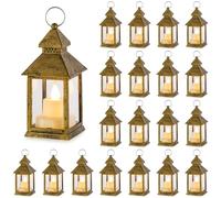 NUPTIO Vela Linternas Decoraciones Halloween: 20pcs Oro Parpadeo Led Velas Candelita Mini Linterna Colgante con Adornos Navidad Vintage Marroquí Mesa Sala Estar Interior Al Aire Libre Ramadán