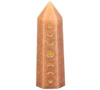 Nupuyai Aventurina Roja Columna Hexagonal de Cristal Natural de las Fases de la Luna, Punta Varita Facetada de Cuarzo, Piedra Reiki de Barra de Prisma para Meditación y Equilibrio de Chakras