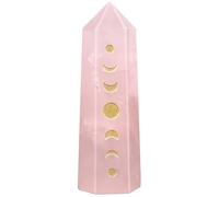 Nupuyai Cuarzo Rosa Columna Hexagonal de Cristal Natural de las Fases de la Luna, Punta Varita Facetada de Cuarzo, Piedra Reiki de Barra de Prisma para Meditación y Equilibrio de Chakras