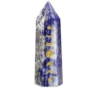 Nupuyai Lapis Lazuli Columna Hexagonal de Cristal Natural de las Fases de la Luna, Punta Varita Facetada de Cuarzo, Piedra Reiki de Barra de Prisma para Meditación y Equilibrio de Chakras