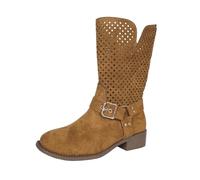 Nuqqichongtian Botines de ante para mujer, diseño de lunares, color marrón, talla 36