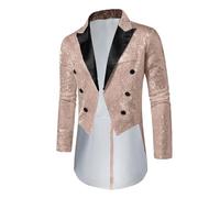 Nuqqichongtian Chaqueta brillante para hombre, con purpurina, para boda, carnaval, disfraz, bola de discoteca, disfraz de Nochevieja, disfraz de los años 70, discoteca, retro, chaqueta para hombre