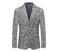 Nuqqichongtian Disfraz brillante para hombre, chaqueta de fiesta para hombre, con lentejuelas, carnaval, disfraz, bola de discoteca brillante, chaqueta dorada de los años 70, discoteca, retro, disfraz