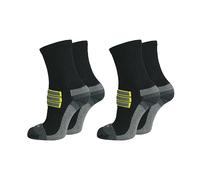 Nur Die 2er Pack Outdoor Socke Wandersocken weich haltbar gepolstert Trekkingsocken mit Stützrippe Anti-Blasen, Calcetines Mujer, schwarz/gelb, 42