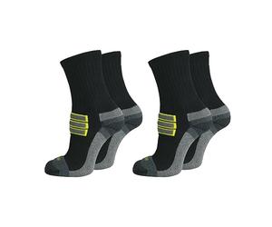 Nur Die 2er Pack Outdoor Socke Wandersocken weich haltbar gepolstert Trekkingsocken mit Stützrippe Anti-Blasen Calcetines, Schwarz/Gelb, 42 para Mujer