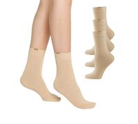 Nur Die 487819/Damen Passt Perfekt Socken 3er - Calcetines para mujer, color beige (beige 355), talla 35/38