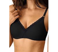 Nur Die Baumwoll Spitzen BH Weicher Bügelloser Softcup Bra Mit Nahtlosen, Doppellagigen Cups Unsichtbar Unter Der Kleidung Sujetador, Opaco, Negro, 42C para Mujer