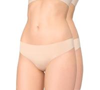 Nur Die Braguitas brasileñas Invisibles, Paquete de 2 Unidades, sin Costuras, ultraligeras, de Microfibra, Invisibles y sin Costuras, Calzoncillos para Mujer, Beige, 42-44