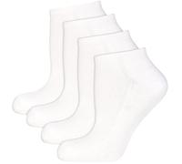 Nur Die Calcetines cortos unisex de algodón para 4 zapatillas de deporte unisex con suela de rizo, transpirables, de corte bajo, para hombre y mujer, Blanco, 35-38