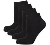 Nur Die Calcetines cortos unisex de algodón para 4 zapatillas de deporte unisex con suela de rizo, transpirables, de corte bajo, para hombre y mujer, Negro, 39-42