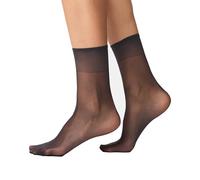 Nur Die Calcetines finos de seda de 15 DEN de nailon transparente, sedoso, brillante, cintura ancha y cómoda para mujer, Negro, talla única grande