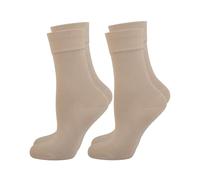 Nur Die 2er Pack Komfort Socken Damen Weich Komfortbund Bambus-socke Calcetines, Gris Beige, 40 Mujeres