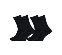 Nur Die Pack de 2 calcetines de algodón para hombre de algodón (talla 39-46), diseño básico sencillo y clásico, hilos de goma, calcetines de algodón, caña media para hombre, Negro Costilla, 43-46