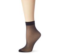 Nur Die Pack de 2 calcetines de nailon transparente de 20 denier, mate, cintura ancha y cómoda, para mujer, Negro, talla única grande