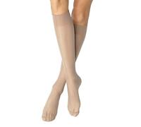 Nur Die Pack de 2 calcetines para la rodilla, 20 denier, de nailon transparente, mate, cintura ancha y cómoda, para mujer, perla, talla única grande