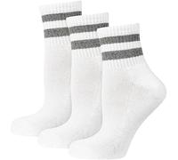 Nur Der Pack de 3 Tenis Retro con Rayas de algodón, Suela Acolchada, Deportivos, Calcetines Cortos, Blanco, 6-8 Hombre