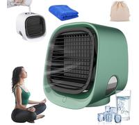 NuraBreeze Fan, NuraBreeze Air Conditioner, Mini Fan with Water Mist Spray, AiraBreeze Air Conditioner with Tank & LED Nightlight, 3 Speed Settings, Instant Cooling for Bedroom, Office Etc (Green)
