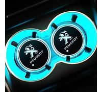 NURCIX 2pcs Coche LED Posavasos,para Peugeot 308 408 508 2008 3008 4008 Portavasos Antideslizante Coaster con USB Carga Coasterss Ambiente Luz Taza Almohadilla