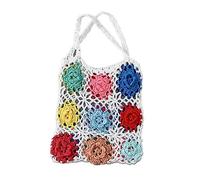 NURCIX Bolsas de ganchillo para mujer, estilo campestre, bolsa de hombro colorida, bolsa de compras, citas, bolsa de viaje Hobo, White
