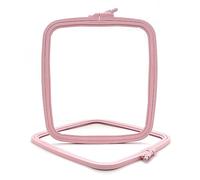 Nurge Aros cuadrados de plástico rosa para bordar, aro de punto de cruz, aro de aguja de perforación (mediano)