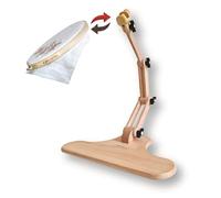 Nurge Soporte de mesa de bordado ajustable, soporte de aro de punto de cruz, soporte de aro de bordado, madera natural pulida a mano (soporte de bordado 190-4)
