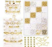 Nurila 1400 cuentas para pulseras, cuentas de letras y perlas