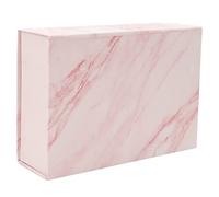 Nurnesy Elegante caja de regalo magnética: diseño clásico grande en cartón resistente con colores vibrantes para accesorios y regalos especiales (26 x 19 x 8 cm, patrón de mármol)