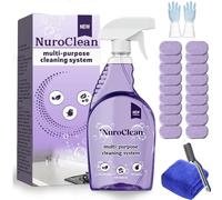 Nuroclean Spray with Concentrated Cleaning Tablets - Powerful Stain Remover for Kitchen & Bathroom | Eco-Friendly Reutilizable Packaging | Safe for Kids & Pets | Long-Lasting Freshness (18 unidades,