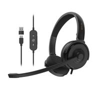 Nuroum HP20 - Auriculares USB con micrófono, micrófono Dual con cancelación de Ruido, Diadema Ajustable, rotación de 150°, USB A/Tipo C Plug & Play para PC, Ordenador portátil, Mac, Auriculares con