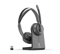 Nuroum HP31-D(2nd Gen) Auriculares Bluetooth con Estación de Carga, Auriculares Inalambricos PC,Cancelación de Ruido ENC,USB/Bluetooth/USB Dongle, 45H Tiempo de Trabajo para Teams/Oficina/Call Center