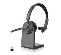 Nuroum HP31-S(2nd Gen) Auriculares Bluetooth con Estación de Carga, Auriculares Inalambricos PC,Cancelación de Ruido,USB/Bluetooth/Dongle, 45H Tiempo Trabajo para Call Center/Teams/Oficina