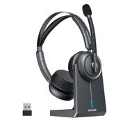 Nuroum HP31D 2026 Auriculares Bluetooth con Estación de Carga, Auriculares Inalambricos PC, Cancelación de Ruido ENC, Dongle USB/Bluetooth 5.4, 45H Tiempo de Trabajo para Teams/Oficina/Call Center