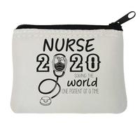 Nurse 2020 Saving The World One Patient at A Time - Monedero de neopreno (10 x 11 cm), color blanco